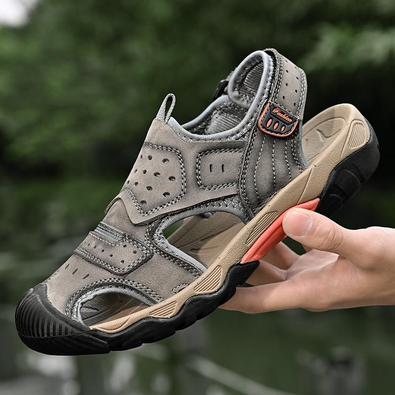 Summer Men's Sandals Breathable Genuine Leather Outdoor Sandals Casual Beach Sandals