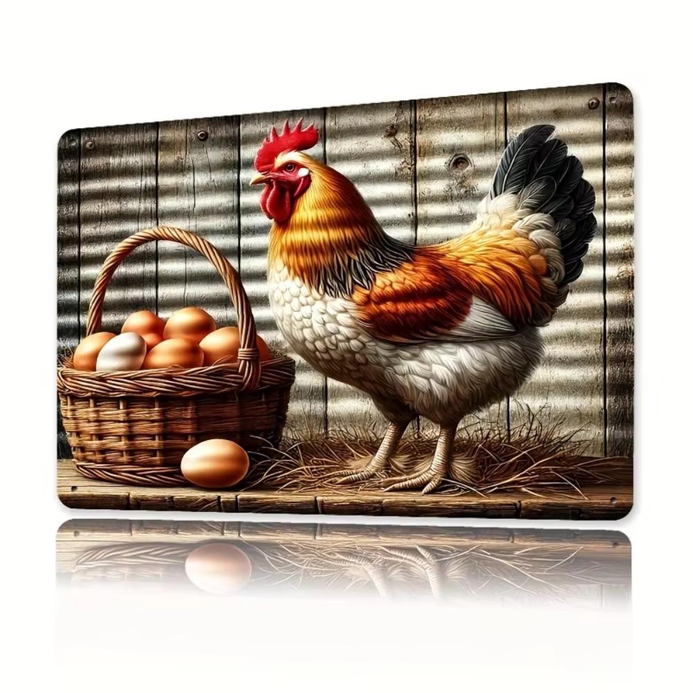 Vintage Tin Sign 8x12 Wall Decor Egg Kitchen Art Gift Bar Retro