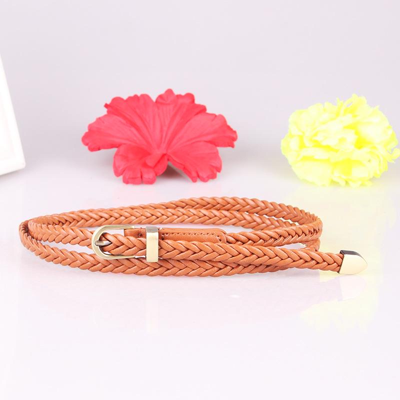 New Hand-Woven Women's Pin Buckle Thin Belt