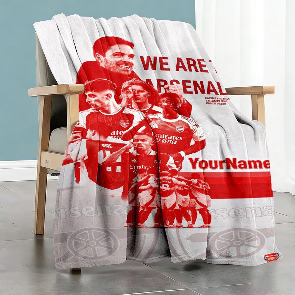 Arsenal Customize Text Blanket Multi-purpose Personalized Blanket Comfortable Versatile for Bed Seaside Home Decor Picnics All-Season Use