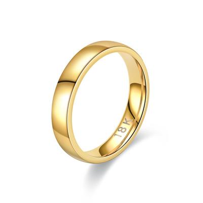 Gold Plated Ring Gold Colour Women's Simple Couple's Wedding Ring Engagement Jewellery Gift