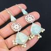 925 Sterling Silver Pear Amazonite Gemstone Sister New Drop Dangle Hook Earrings