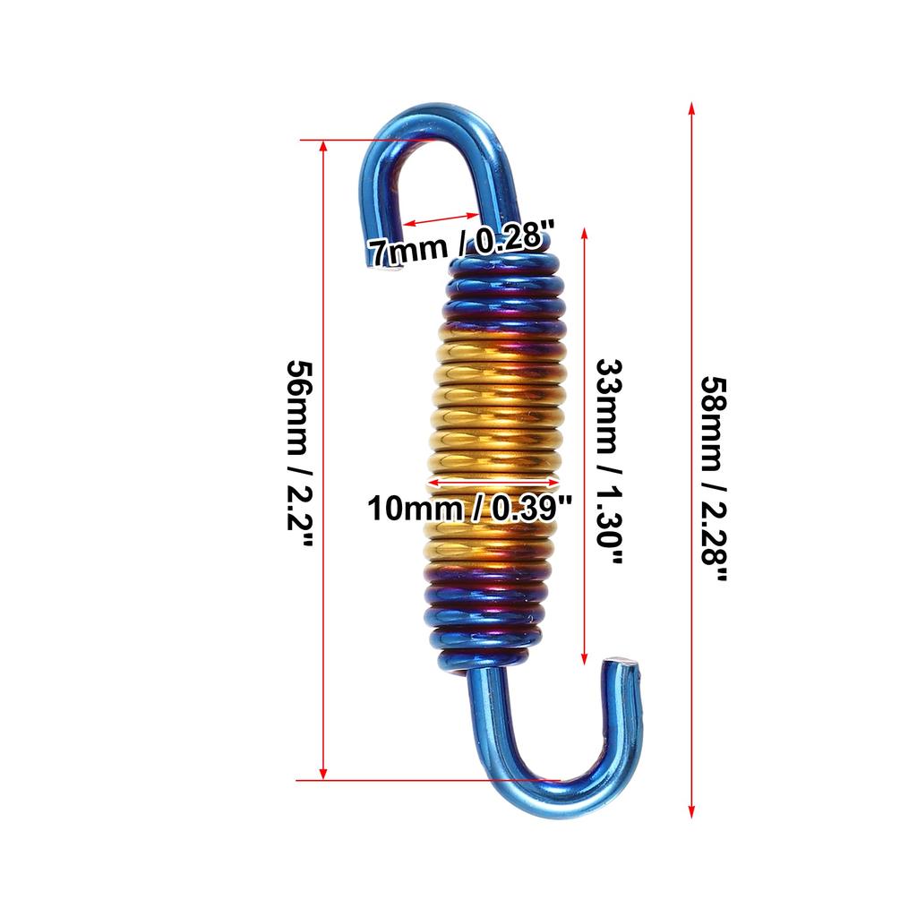 uxcell Motorcycle Exhaust Pipe Spring Stainless Steel Exhaust Pipe Spring Hook Retrofit Accessories 58mm Gold Tone Universal 2pcs