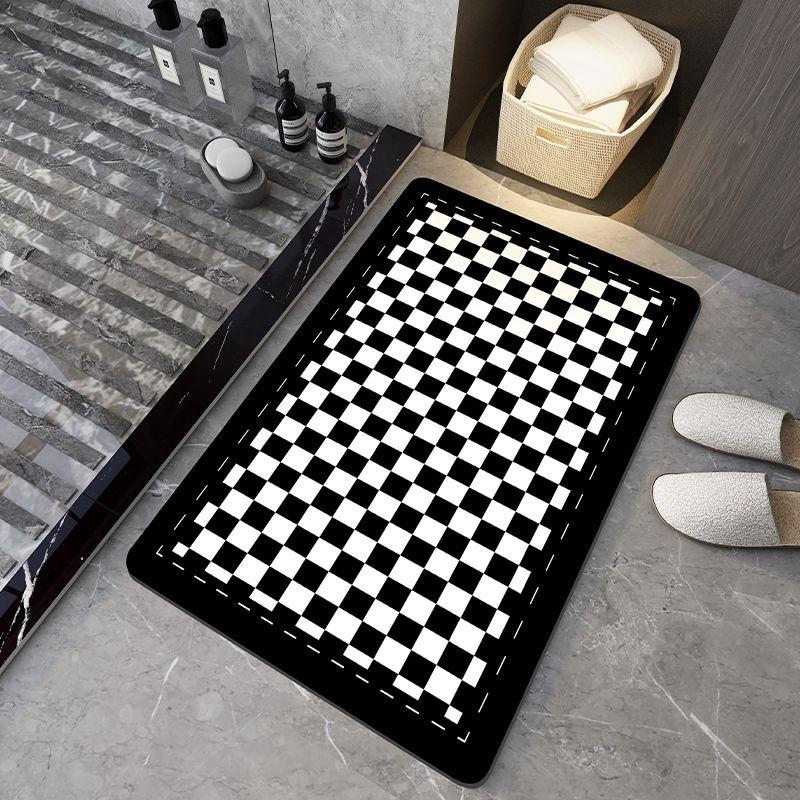 Chessboard Bathroom Diatom Mud Suction Toilet Door Non-slip Quick-drying Foot Pad