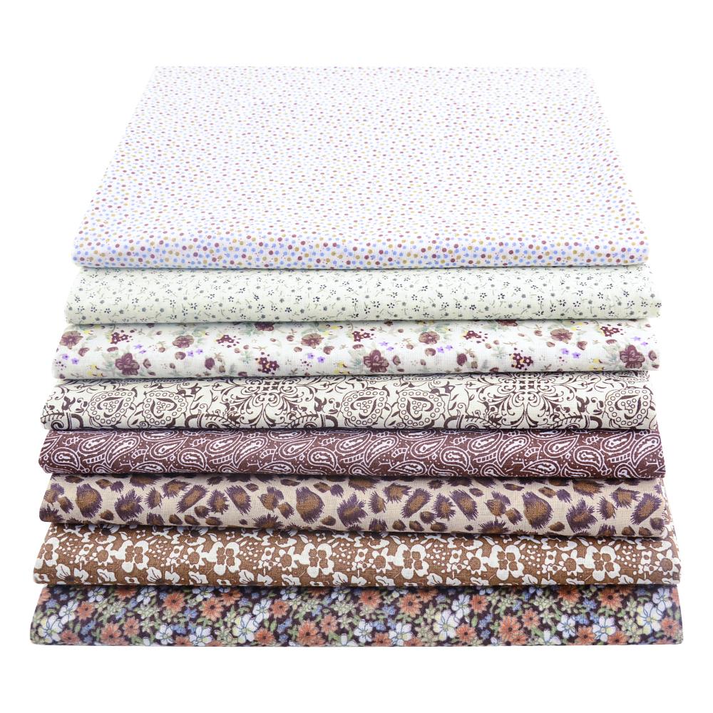 Teramila 8PCS Pack Square Multicolor Printed Cotton Fabric For Sewing Quilt Cloth Needlework Plaid Handicraft Material Patchwork