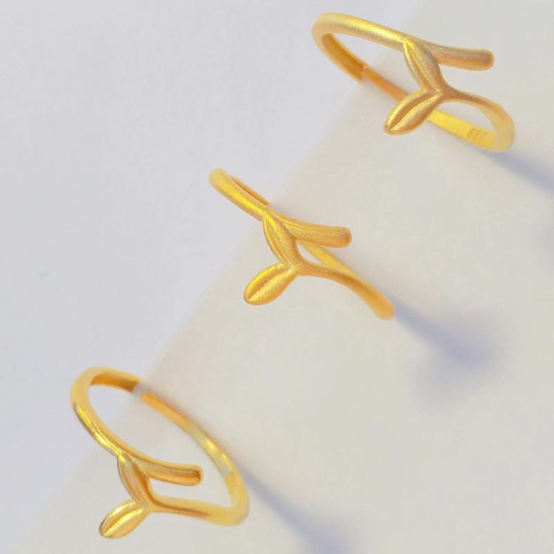 Adorable Fish Adjustable Tail Ring For Her Unique Gold Plated Couples Jewelry Gift