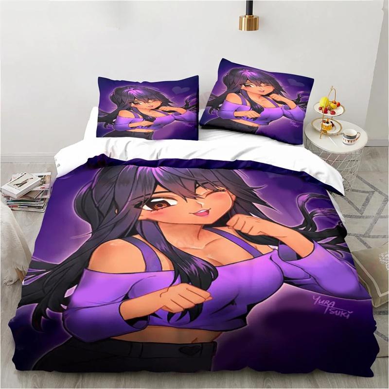 Cartoon Game Cute Aphmau with Wings Bedding Set Twin Queen King Size Duvet Cover Pillowcase for Boys Girls