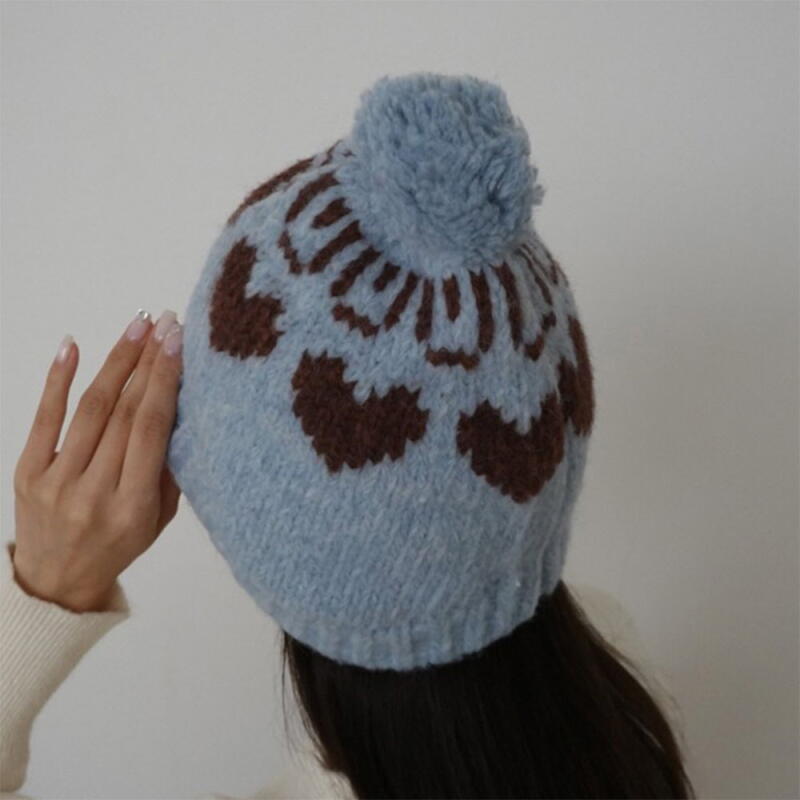 

Women s Cute Fur Pom Pom Embossed Heart Beanie C8606_Khaki