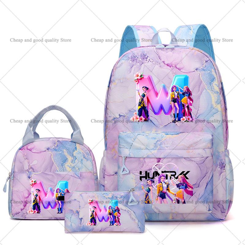3PCS KPop Demon Hunters Backpack Lunch Bag Set School Bag Pencil Case Girl Back To School Perfect Gift Leisure Mochila Teens Travel Bags