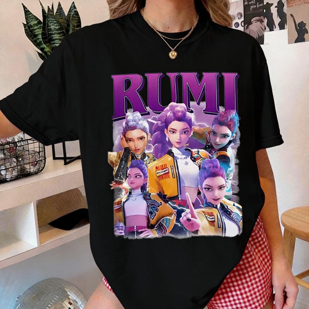 Kpop Demon Hunters Rumi Women Man Short Sleeve Tshirt 2026 Summer Casual Tops Streetwear Graphic Cartoon Fashion Y2k Tshirt