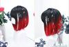 Straight Full Wig, Bob, Mori Girl, Dreamy, Cute, Heat-resistant, Semi-long, Cosplay, Lolita Style, Everyday Wear, Black and Red Gradient Wig