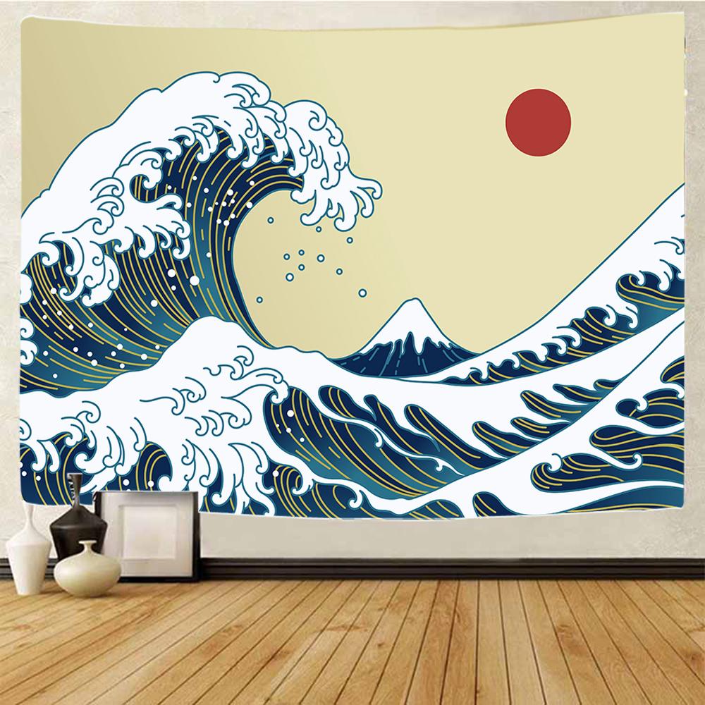 Sea Sunrise Japanese Style Home Art Decoration Tapestry Bohemian Decoration Background Wall Bed Sheet Sofa Blanket