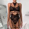 Sexy Lingerie Three-Piece Lace with Halter Foot Ring