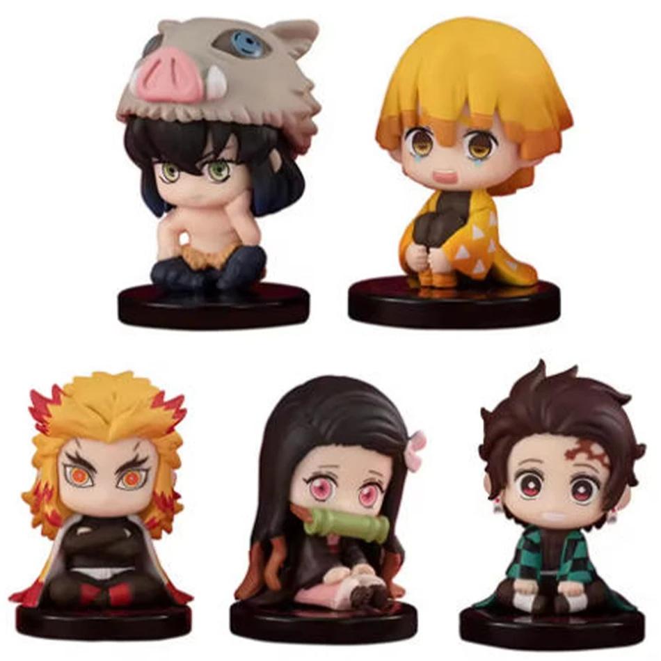 Demon Slayer Q Posket Mini Figurines  Kimetsu No Yaiba Pvc Dolls Set Of 5/10/12/15 For Desktop Decoration