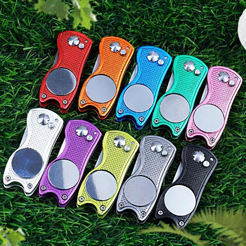 Magnetyczny Marker Narzędzie do Naprawy Dołków po Piłce Golfowej Składany Przycisk Pop-up Narzędzie do Naprawy Pola Golfowego Trwały Widelec do Piłki Golfowej Widelec do Naprawy Pola Golfowego