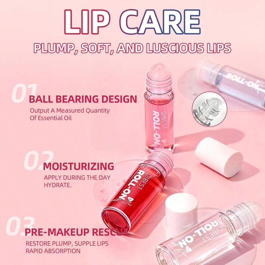 4pcs Lip Gloss Makeup Set, Roller Ball Transparent Lip Oil, Moisturizing, Glossy Makeup Effect, Conv