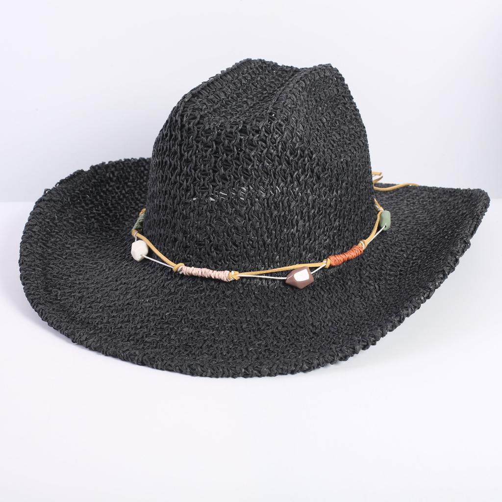 Popolare Cappello di Paglia Classico Western da Cowboy Estivo Vuoto con Ampia Tesa Cappello da Sole Cappello di Paglia Intrecciato a Mano