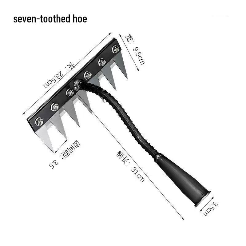 Multi-functional Manganese Steel Garden Rake with Blade for Weeding and Soil Turning