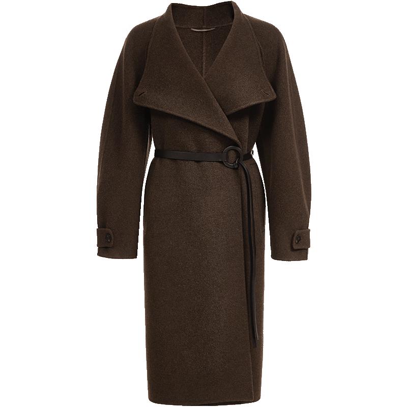 VEROMODA Women's Wool Blend Belted Mid-Length Coat