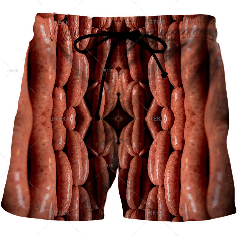 Summer 3D Food Graphic Print Shorts Fashionable Casual Beach Men's Shorts