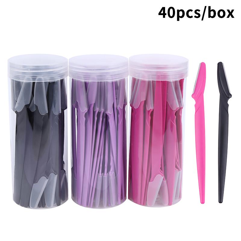 40Pcs Eyebrow Trimmer Makeup Beauty Tools Safe Eye Brow Razor Face Body Hair Removal Shaver Blades Woman Eyebrows Shaping Knife