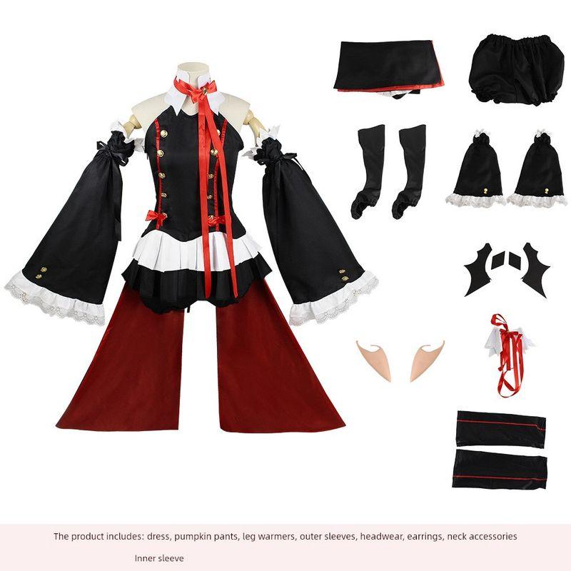 Seraph of the End Krul Farniam Cosplay Costume Female Halloween Vampire Costume Krul Cosplay Costume Krool Complete Costume Set + Accessories XS