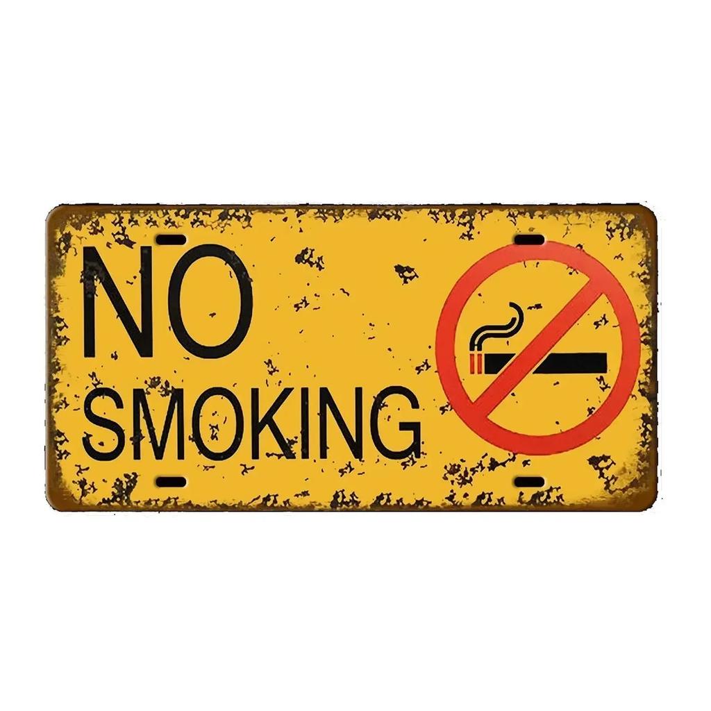No Smoking Caution Signs: Metal Aluminum Vintage Decor for Garage & Clubs