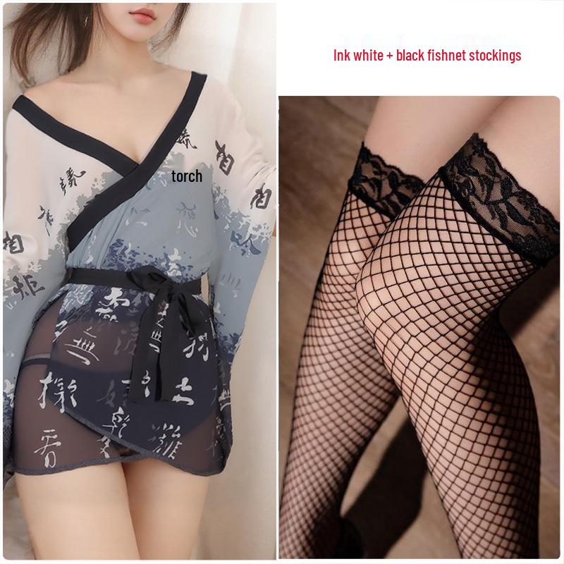 Japanese Kimono Lingerie - Seductive Chiffon Nightgown for Women