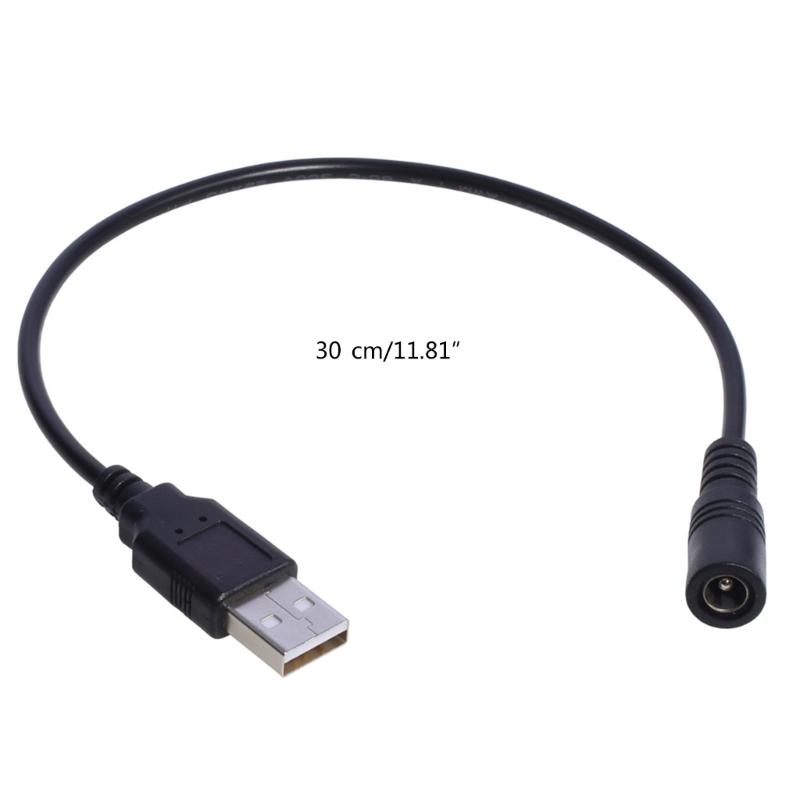 USB to DC5V Power Cable Cord, USB Male to 5.5x2.1mm Female DC5V Power Supply Plug Barrel Connector Charge Line