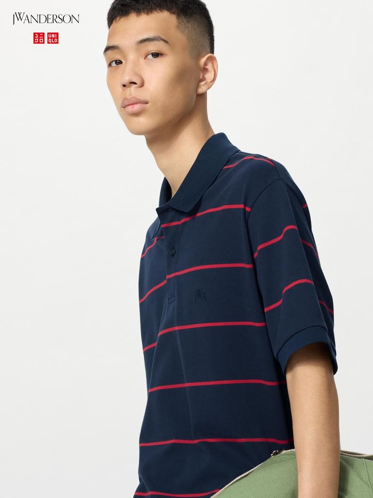 Uniqlo Japan Dry Kanoko Border Polo Shirt