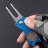 Magnetic Marker Golf Divot Repair Tool Foldable Pop-up Button Golf Repair Tool Durable Golf Pitchfork Golf Repair Fork