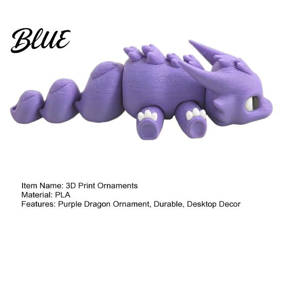 Seamless 3D Printed Figure Dragon Figurine with Movable Joints Durable Stress Relief Toy Exquisite Details Ornament Cute Mini Desktop Decoration