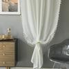 Beige Sheer Curtains White Korean Simple Mesh Veil for Living Room, Bedroom
