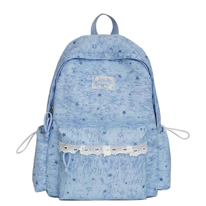 Schoolbag Korean Version Ins Wind Star Backpack Female Student Cute Large Capacity Schoolbag Junior High School Student Leisure Travel Backpack
