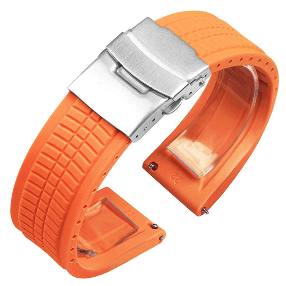 Silicone Strap 20mm 22mm 24mm for Seiko for Rolex Universal Bracelet Quick Release Replacement Bracelet Folding Buckle Wristbelt