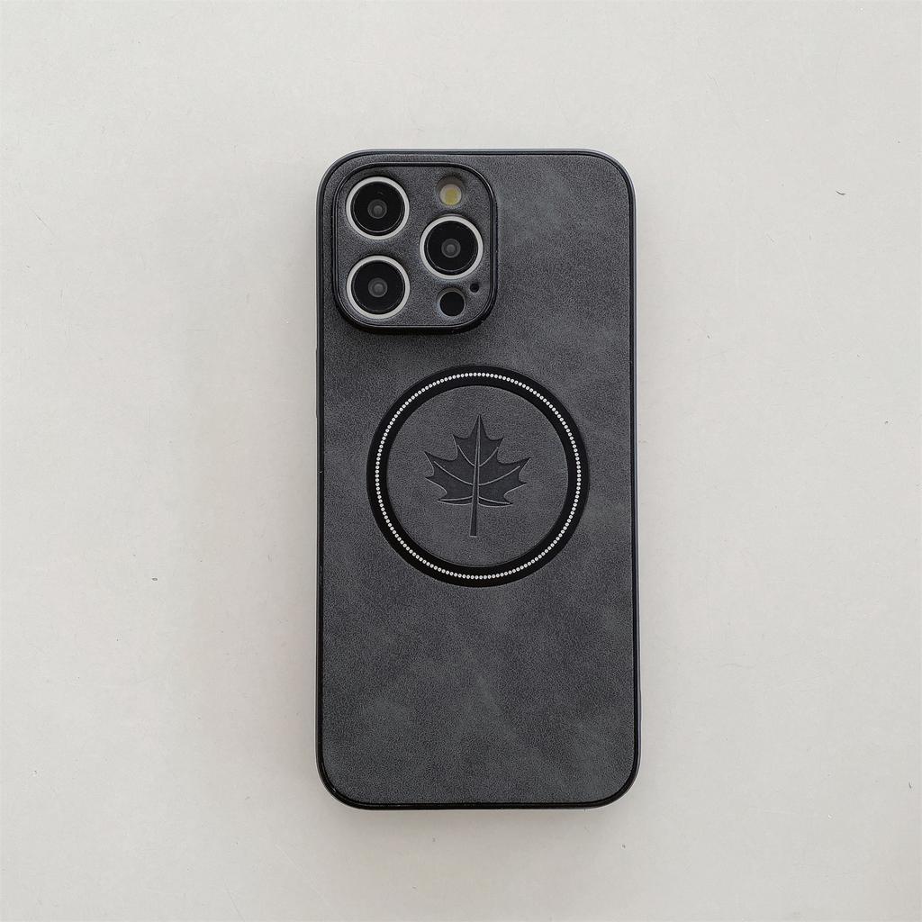 Applicable iPhone 17Promax mobile phone case Apple 16 matte sheepskin pattern maple leaf 15PRO protective case