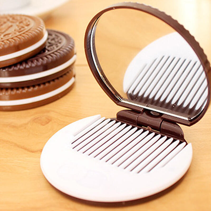 Set Specchio Pettine Biscotto Portatile Pieghevole Specchio da Mano DD-12263