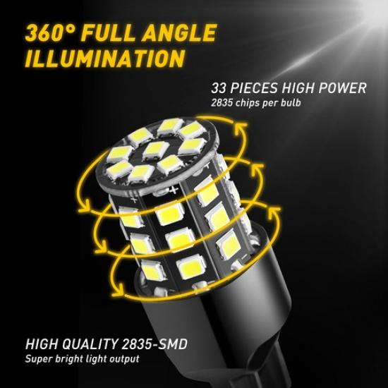 2X 7443 7440 LED 7444 Turn Switchback Signal White/Amber Parking DRL Light Bulbs