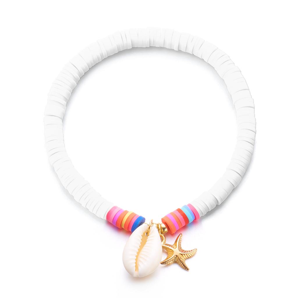 New Starfish Shell Soft Ceramic Ankle Chain For Women, Summer Beach Series Fashionable And Versatile Jewelry Gift