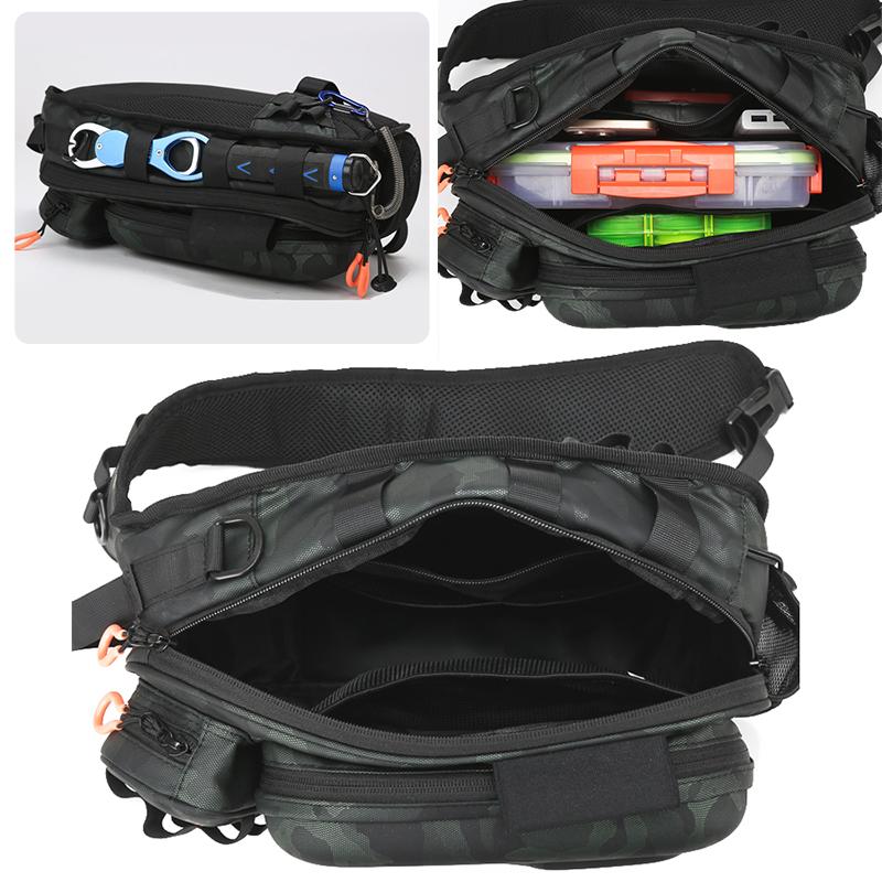 Hard Shell Tactical Backpack Camping Fishing Lure Bag with Rod HolderChest Bag Waist Outdoor Hiking Men Travel Fanny Pack Molle