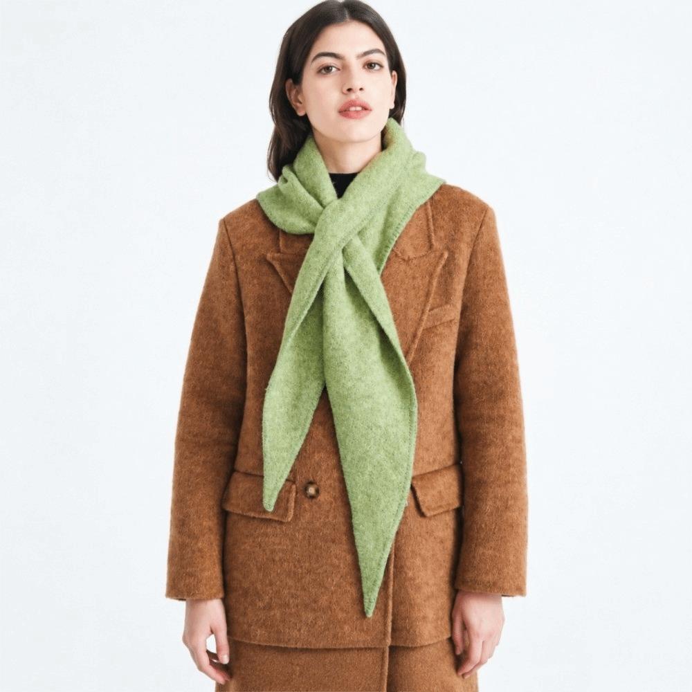 Wool Triangle Shawl Solid Color Large Wraps Elegant Cross Scarves Women