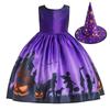 Kids' Halloween Witch Cosplay Cartoon Print Dress