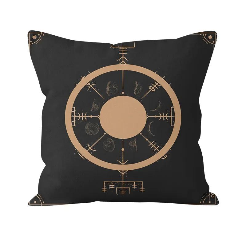 Bohemian Black Sun and Moon Printed Pattern Pillowcase Home Living Room Sofa Decoration Cushion Cover