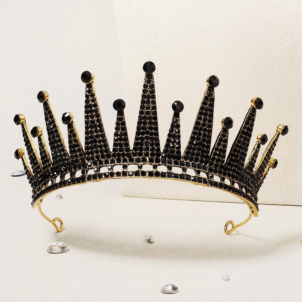 Halloween Jewelry Rhinestone Alloy Crown Holiday Party Dance Dress Headdress High-end Black Crown