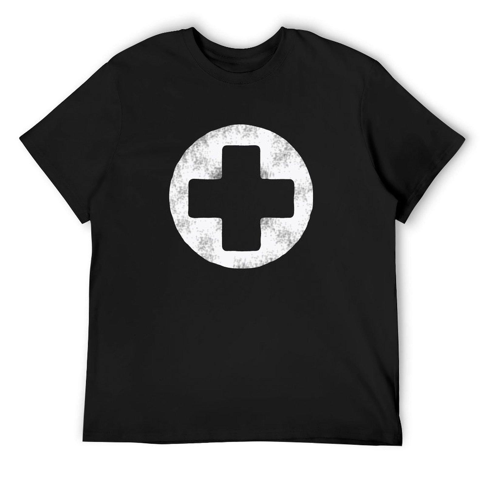 

Faux Vintaged Stone White Cross Red Medical Womens Ladies Sexy Nurse Lifeguard Tee Shirt T-Shirt shirts graphic tees shirts men 4XL