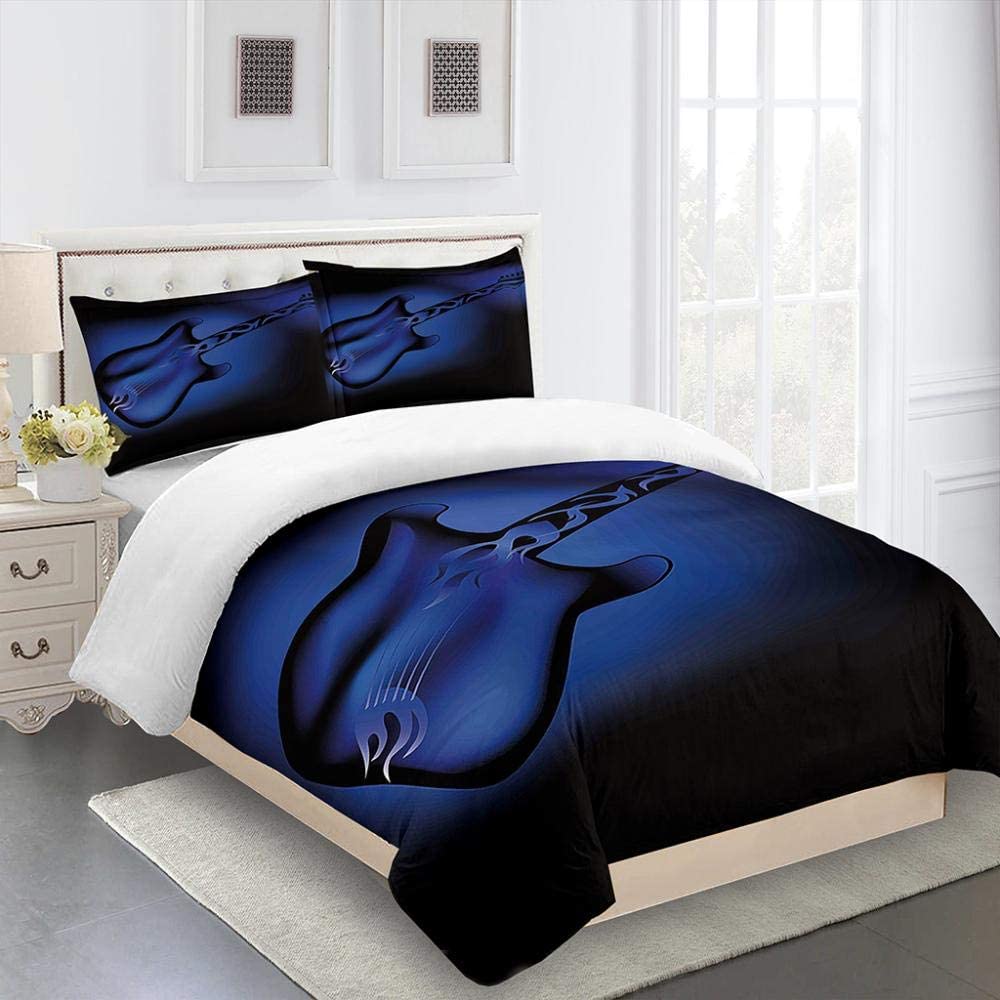 3Pieces Fashion Duvet Cover Collection 3D Musical Instrument Guitar Print Bedding Collection Soft Comfortable Breathable For Bedroom Decor