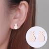 SMJEL Summer Cherry Earrings Ladies Stainless Steel Fruit Stud Earrings Small Watermelon Apple Pineapple Unique Zircon Gift