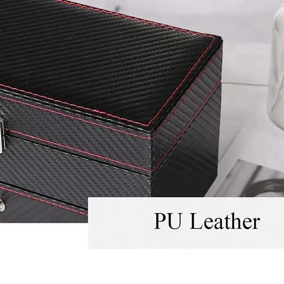 Watch Box PU Leather Jewelry Organizer Travel Display Case for Men /Women,4 Slots Magnetic Top,Black