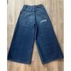 Jeans da uomo Y2K Hip Hop Vestibilità Larga Gamba Dritta Denim Con Stampa Ricamata - Cotone Lavato Blu Nero
