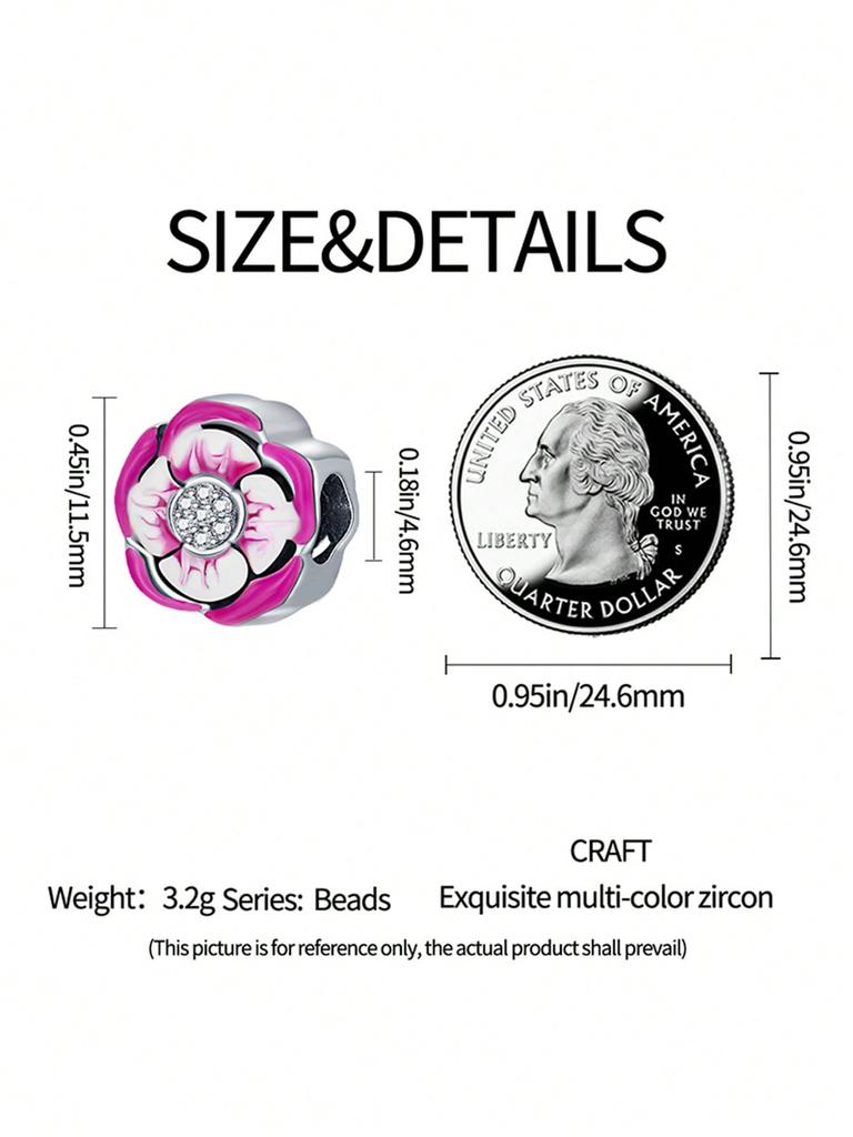 Charms Plata Colorful Flowers Beads Charm Copper Plated Fit Charms Copperoriginal Bracelet For Jewelry Making Diy Charm